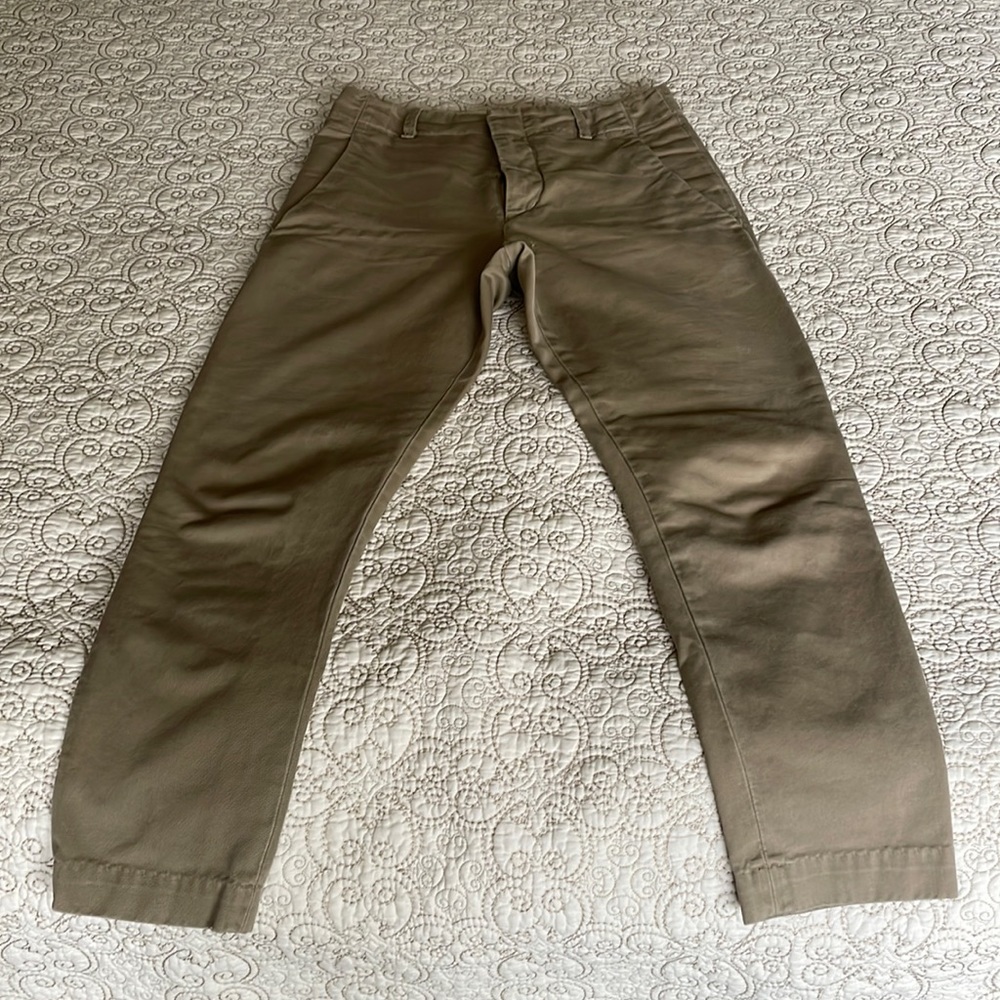 Citizens of Humanity khaki pants.  High waisted, tapered leg and ankle length.